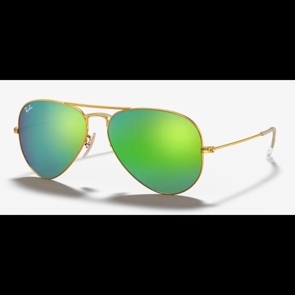 Authentic Ray-Ban Large Green Gold Metal Aviators